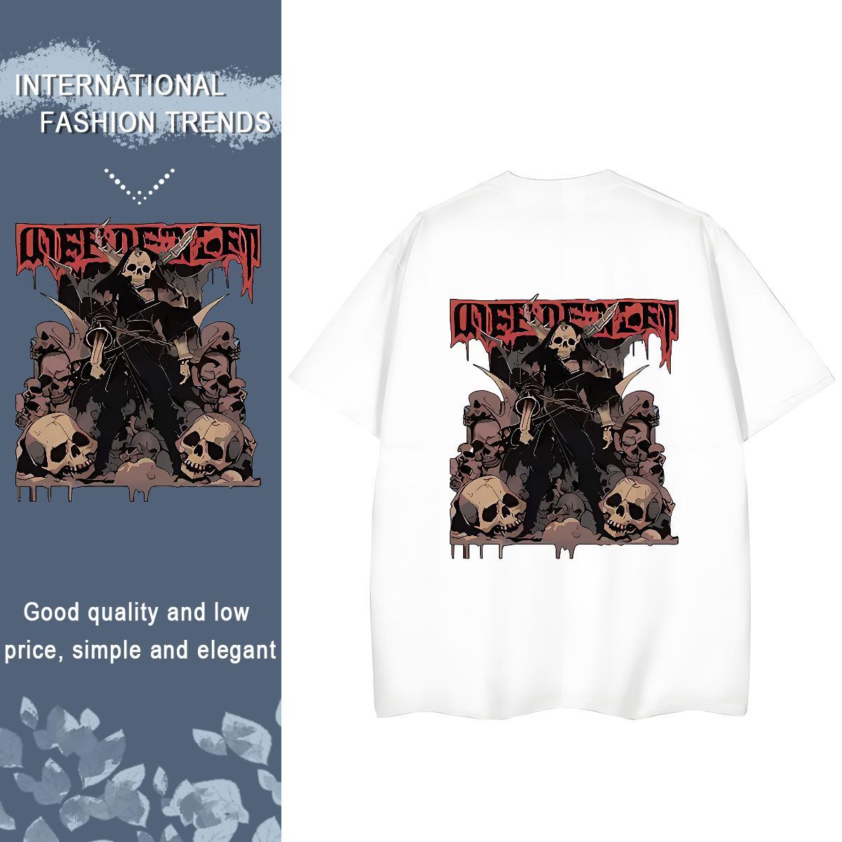 Designer T Shirts Women 230g Pure Cotton Crew Neck Breathable Home Outdoor skull Women Tshirts Unisex Customized Polos