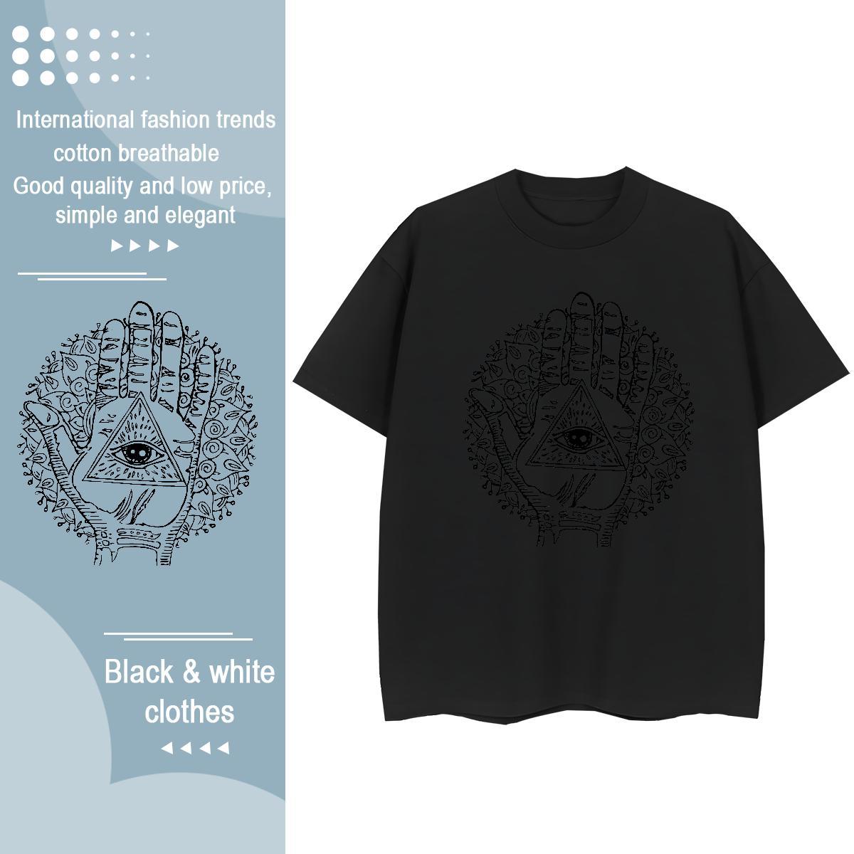 Fashion Casual T-Shirts for Women 100% Cotton 230g Comfortable Sports Street Wear eye of the devil Woman Tshirt Designer Black Oversized Clothes