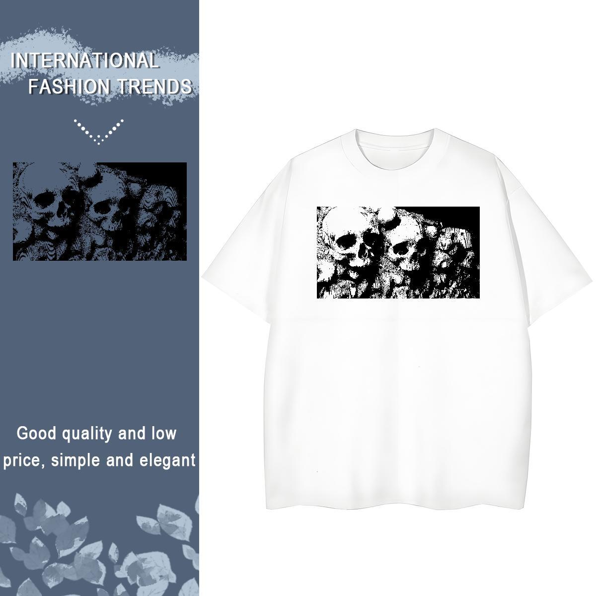 Factory Direct T shirt 100% Cotton 230g Comfortable Beach skull Woman Tshirt Loose Customized Print Clothes Shirt