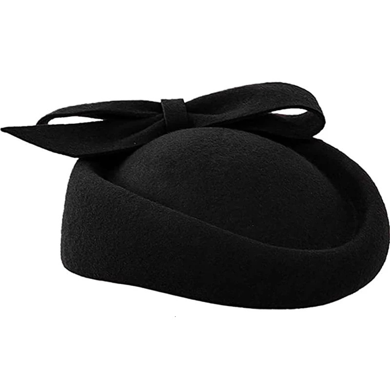Womens Church Charm Hat Black Retro Wool Wedding Pillow Box Tea Party Hat Fedora Red Womens Derby Hat 241019