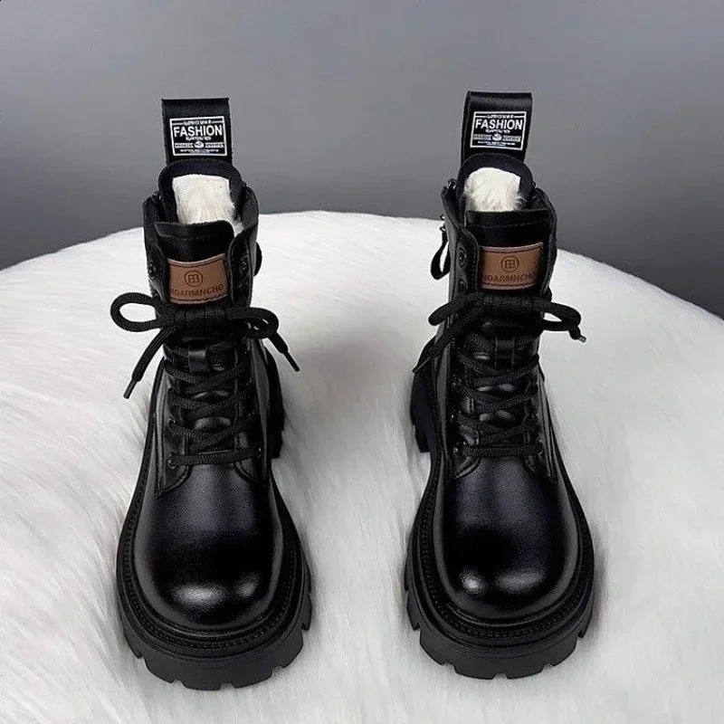 2023 Women Boots Casual Shoes Female Short Plush Ladies Classic Punk Woman High Heels Platform Botas De Mujer 241028