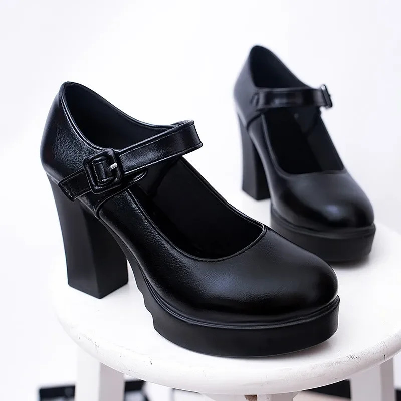 Womens Mary Jane shoes thick high heels platform womens high heels fashionable and comfortable womens shoes 241019