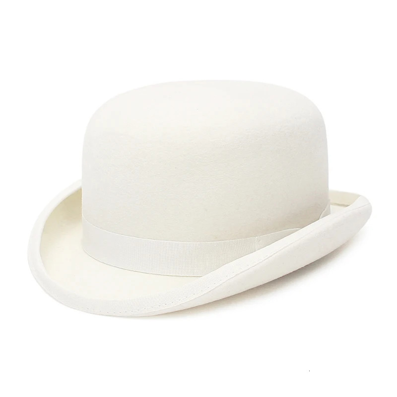 GEMVIE 100% wool felt derby hat mens party official Fedora bowling hat costume magic hat 241019