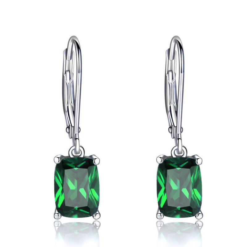 Classic Blue Imitation Topaz Drop Earrings 925 Sterling Silver Women Simple Zircon Earrings Designer 10mm Crystal Diamond Earrings Wedding Jewelry