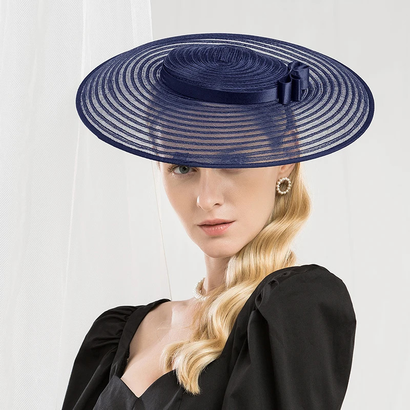 FS Cathedral Hat Wide Brown Hat Female Charm Elegant White Kentucky Ladies Bow Wedding Party Dress Fedoras 241019