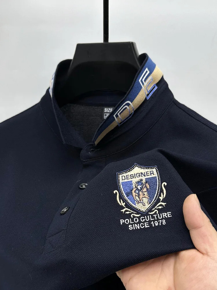 100 cotton highend POLO shirt short sleeved mens 2024 summer exquisite letter embroidery fashion business Tshirt 241010