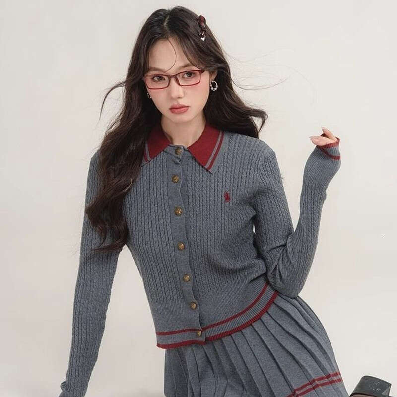 Korean Suits WearAutumn New Two Piece Set Women Clothes Fashion Knit Cardigan Golf Skirt