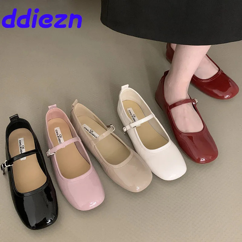 Spring/Summer Womens Casual Soft Womens Apartment with Shoes Footwear Fashion Buckle Shallow Ladies Mary Jens Shoes 241019