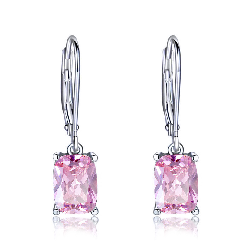 Classic Blue Imitation Topaz Drop Earrings 925 Sterling Silver Women Simple Zircon Earrings Designer 10mm Crystal Diamond Earrings Wedding Jewelry