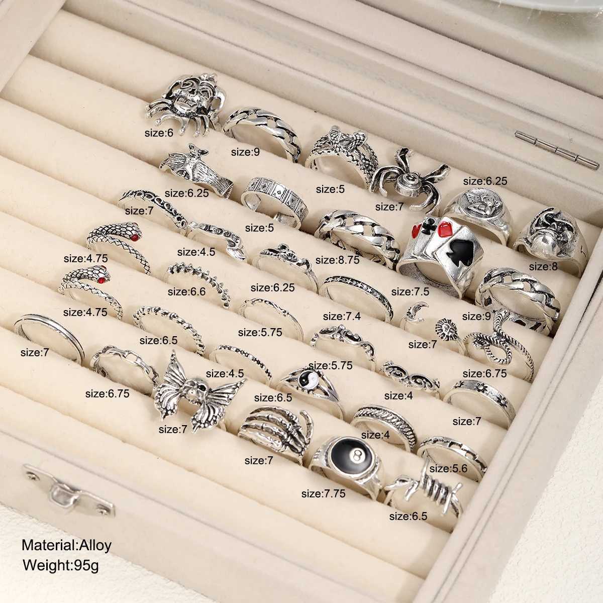 35 piece Gothic ring set suitable for men women fashionable clowns devilish faces smiling faces finger rings used for daily clothing party accessories