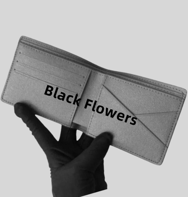 Top Luxury X-shaped Black Flower Purse Wallets Fashion Designer Wallets Retro Handbag For Men Classic Card Holders Coin Famous Clutch Wallet
