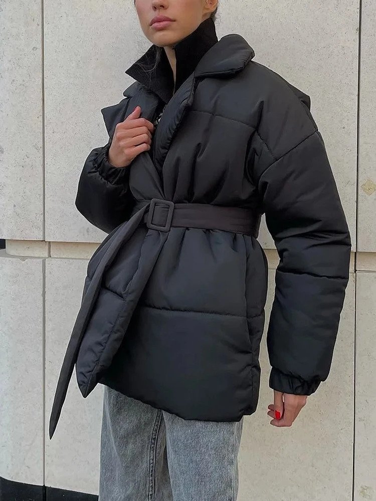 Winter Coat Womens Cotton Puffer Jacket Loose Parkas Vintage Bread Outwear Office Ladies Warm Quilted 241007