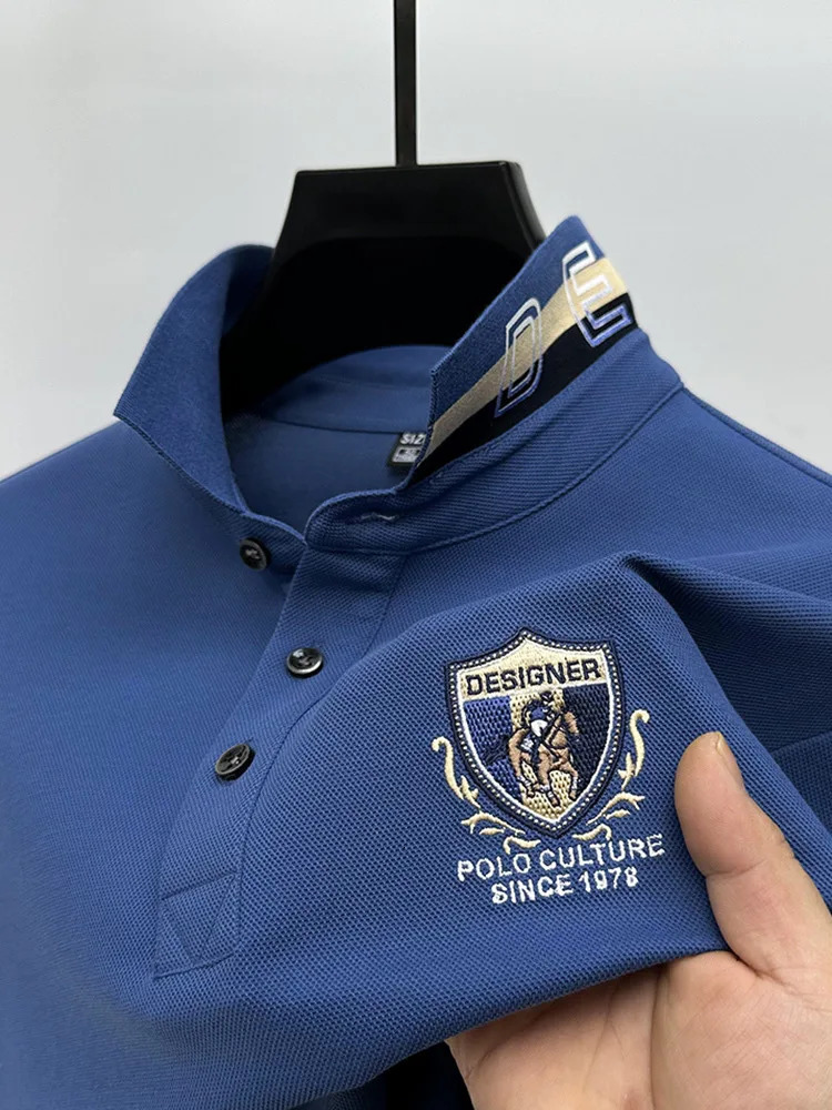 100 cotton highend POLO shirt short sleeved mens 2024 summer exquisite letter embroidery fashion business Tshirt 241010