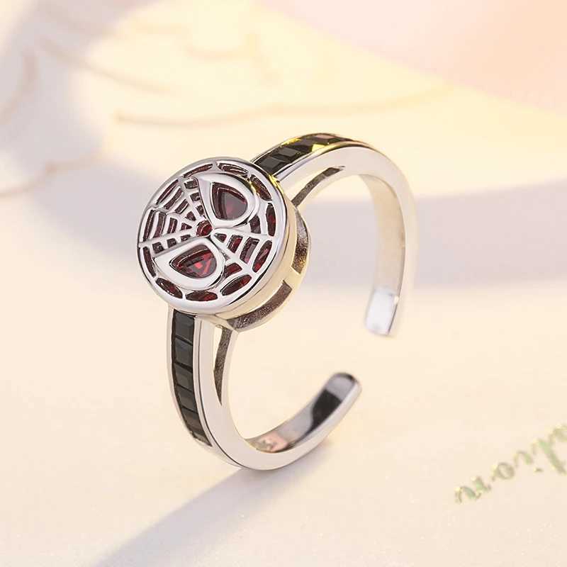Creative Red Crystal Spider Web Men and Women Open Ring Fashion Punk Trend Party Jewelry Y241019