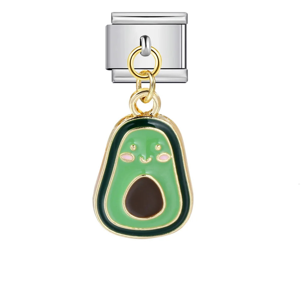 Trendy Cute Fruits Banana Pineapple Cherry Avocado Italian Charm Links Fit 9mm Stainless Steel Bracelet Jewelry DIY Making 241010