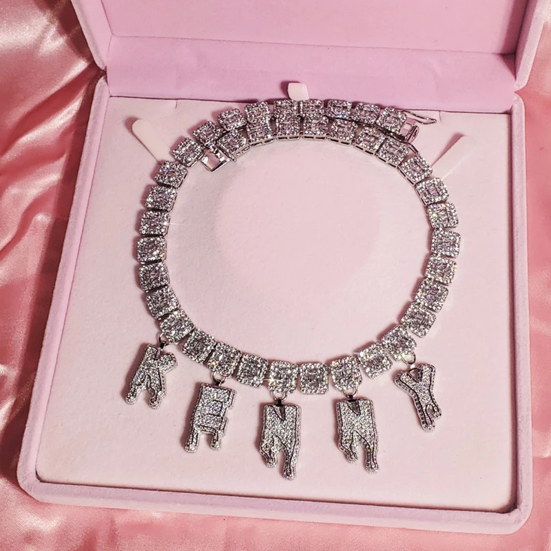 Grandbling Unique Baguettes Chain Hang Drip Letters Name Pendant Hip Hop Jewelry Drop 241019