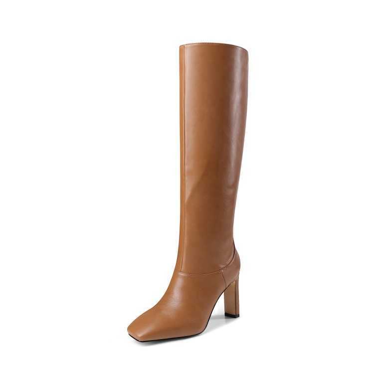 Fashion Women Boots Leather Autumn Winter Style Square Head Martin boots Thin High Heel High Tube Boots WoMens Boots And Boots 241008