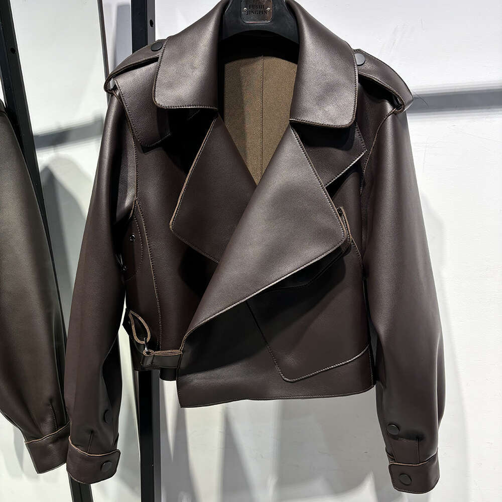 Yoloagain 2024 Spring Loose Oversized Real Leather Jacket Women Streetwear