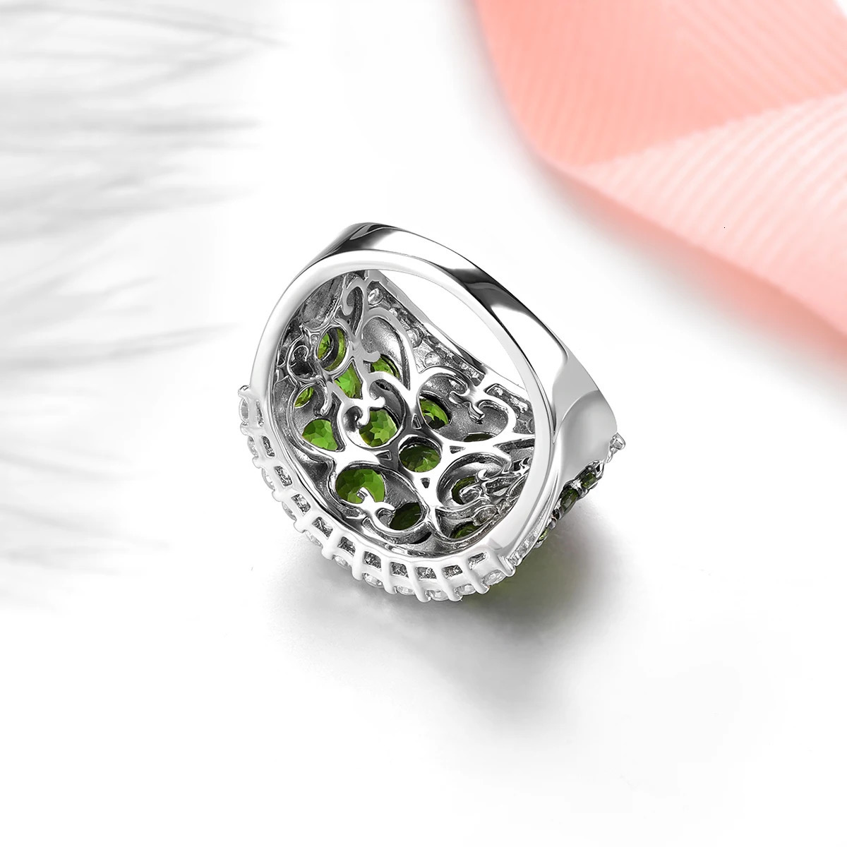 Natural Chrome Diopside Sterling Silver Rings 5 s Genuine Stone Women Classic Christmas Anniversary Gifts Top Quality 241010