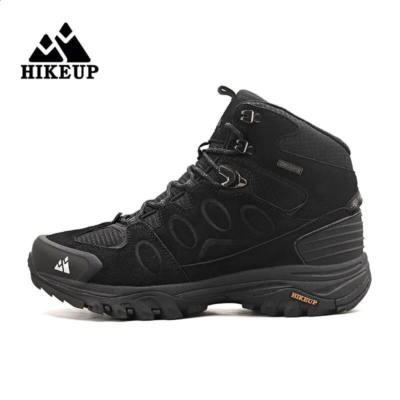 HIKEUP HighTop Men Hiking Boot Winter Outdoor Shoes LaceUp Nonslip Sports Casual Trekking Boots Man Suede Warm 241028