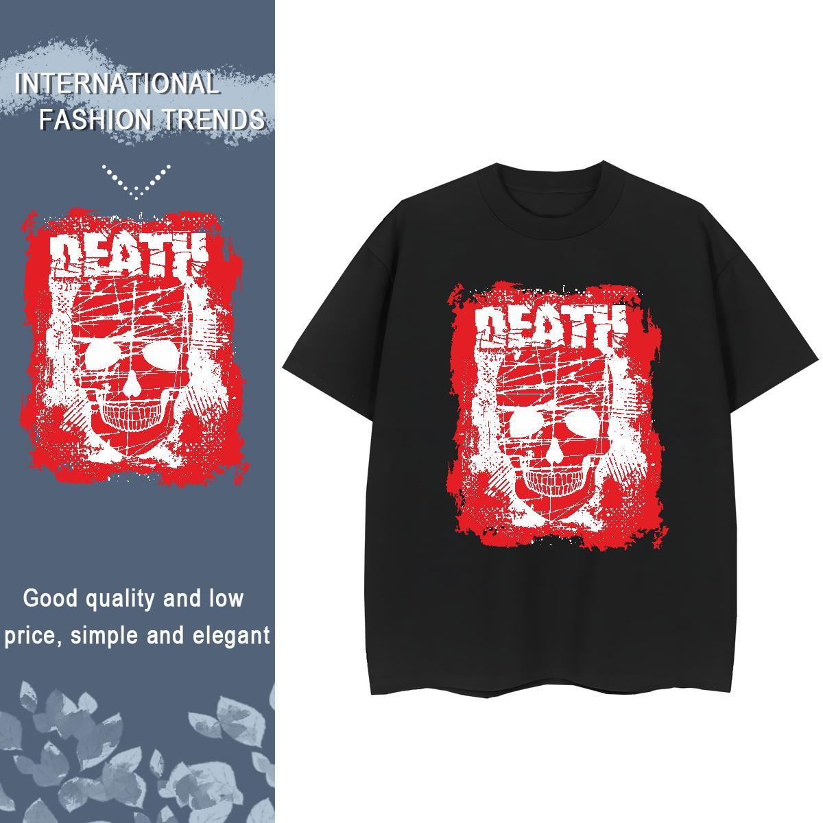 2024 T Shirts Women 230g Pure Cotton Crew Neck Breathable Casual skull Tshirt for Man Woman Loose fit Customized Print Clothings