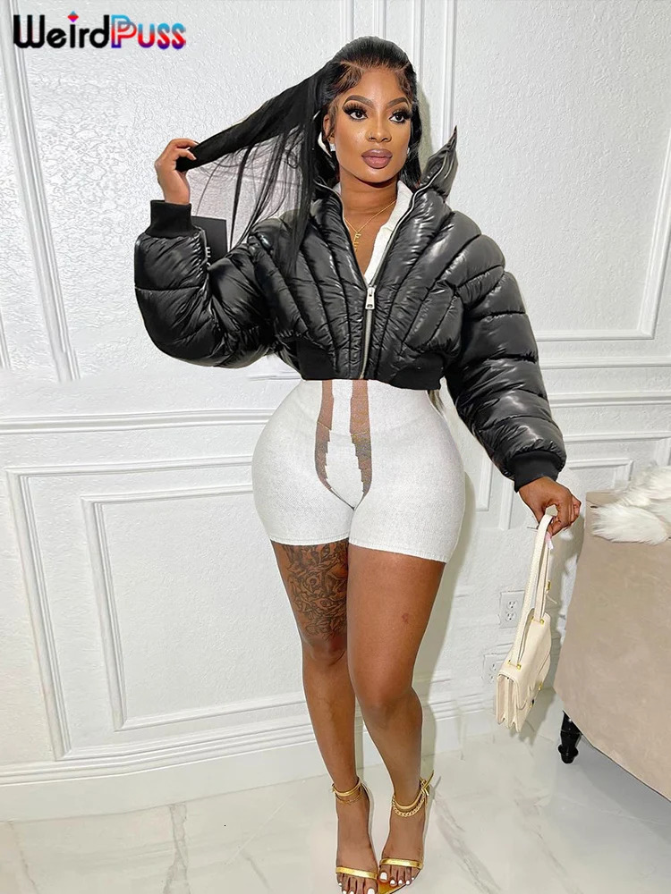 Weird Puss Quilted Puffer Jacket Hipster Winter Turtleneck Warm CottonPadded Wild Street Zip Parkas Thick Bubble Coat 241007Z