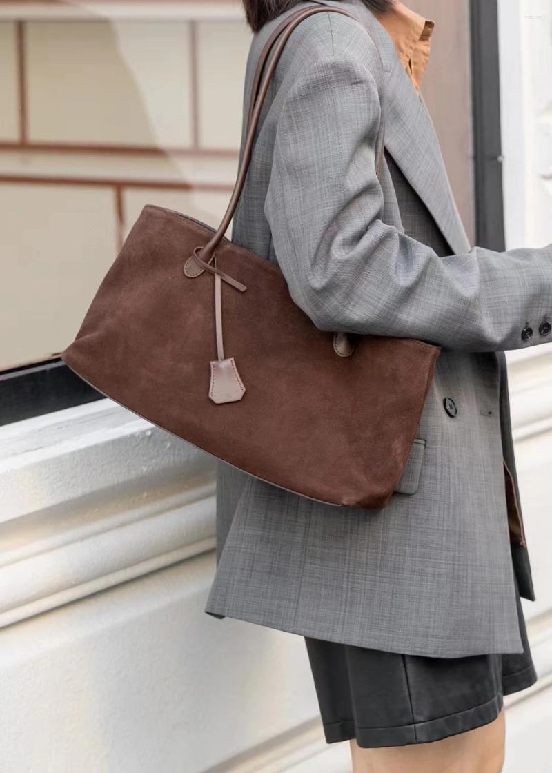 Totes All-match Shape Change Design Large Tote Coffee New Matte Real Suede Leather Women Shoulder Bag High-end Travel Handbag