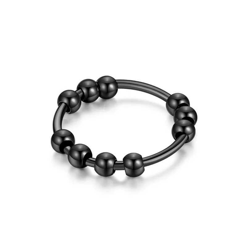 New stainless steel bead anxiety ring relieves pressure Fidget ring suitable for women INS simple style fashion jewelry gift trend Y241019