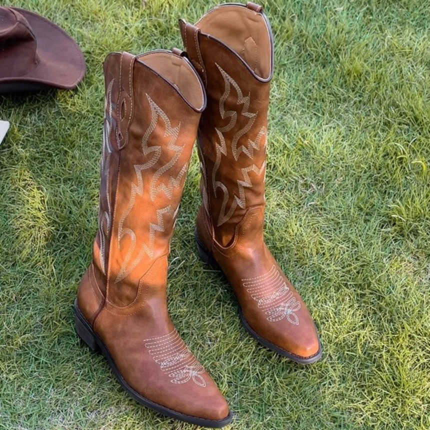 Fashion Boots Workwear Western Cowboy Boots WoMens Summer New Knight Boots Thick Leg Long Tube Martin Boots 241008