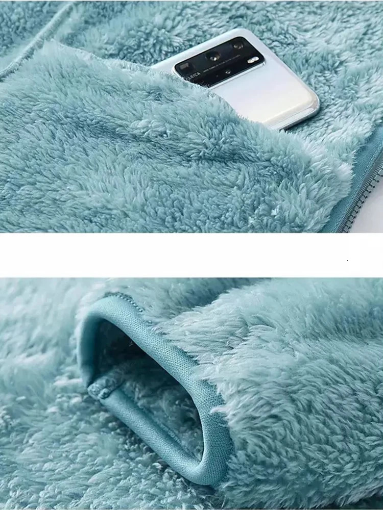 Womens and mens Sherpa wool fluffy jackets with long sleeves and full zippers soft and warm sportswear outdoor loose open top plush dresses 241007