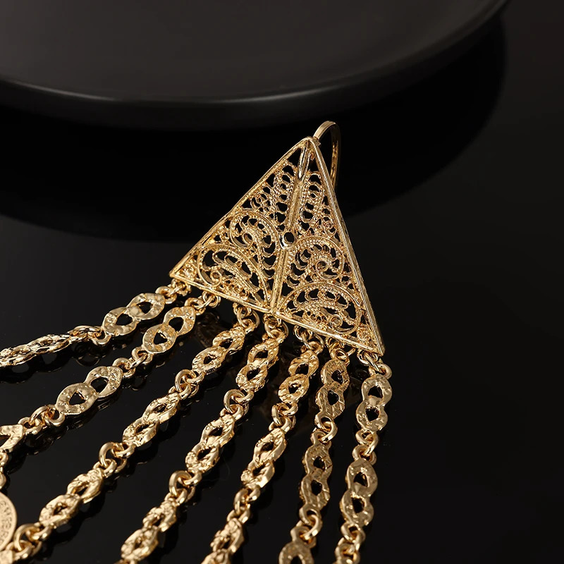 Algerian Caftan bridal jewelry multi chain handmade coin necklace head chest chain Arabic wedding dress body jewelry 241019