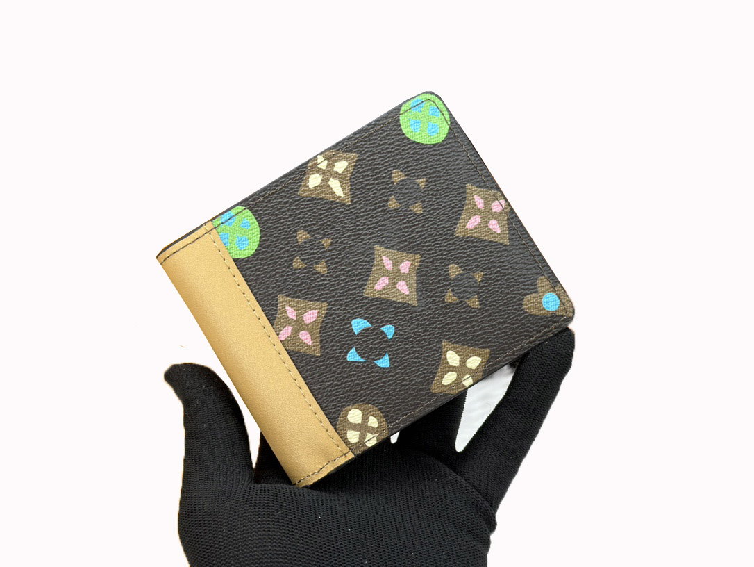 Men's Designer Multiple Wallet Fashion Elegant Shadow Short Purse Classic Floral & Monogrammed Craggy Card Holder Premium Quality Brazza Small Clutch Bag with Box