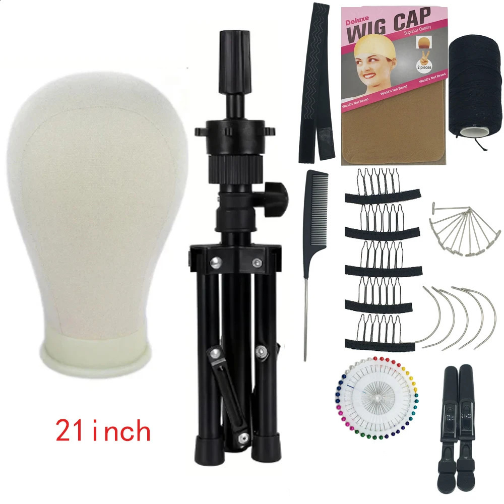 Training Mannequin Head Canvas Block Head Display Styling Canvas Wig Head Stand Wig Stand Tripod with Head Free Get Wig Install 241019