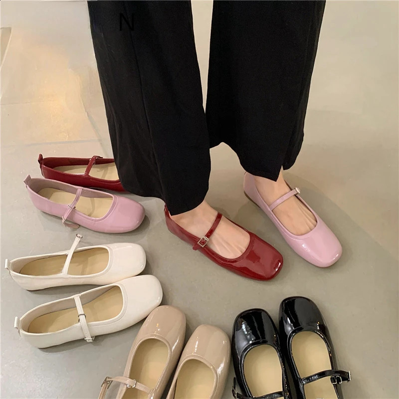 Spring/Summer Mary Jane Shoes Womens Soft Bottom Casual Outdoor Dress Ballet Shoes Round Toes Shallow Flat Zapatos De Mujer 241019