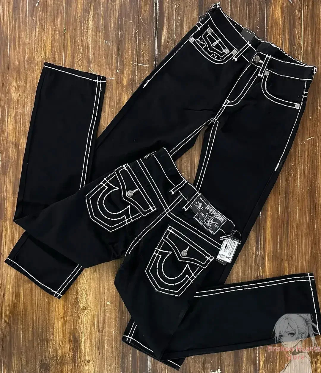 Retro Gothic Fashion Embroidered Denim Pants Beautiful Y2k Straight Leg Wide Leg Jeans Hip Hop Street Casual Mens Wear 241019