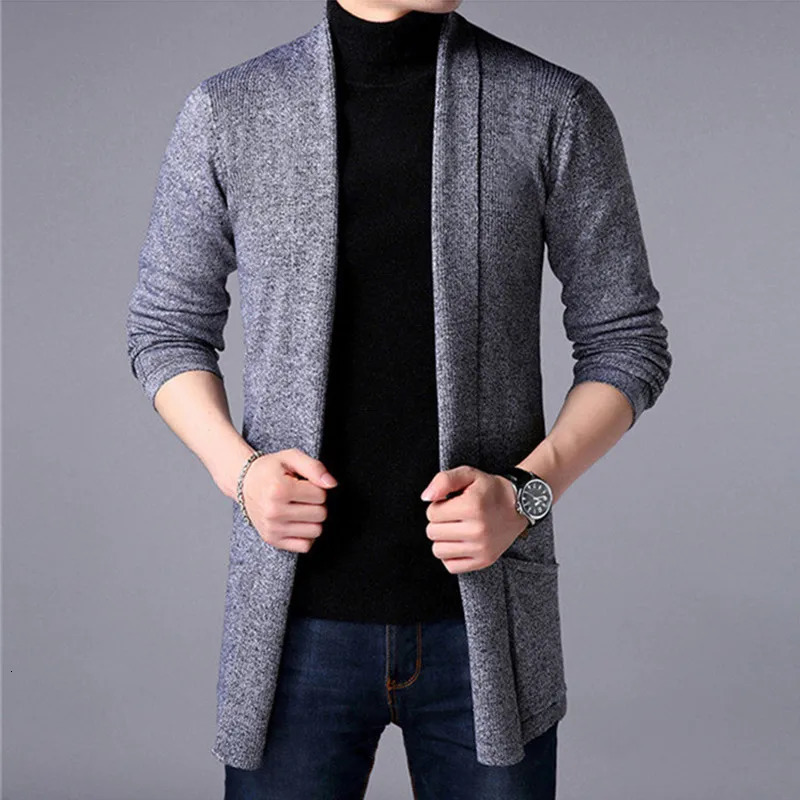 2024 Spring Men Casual Fashion Cardigan Sweater Homme Solid Color Knitting Coat Hombre Top Male Allmatch Outwear Mens Clothing 241008