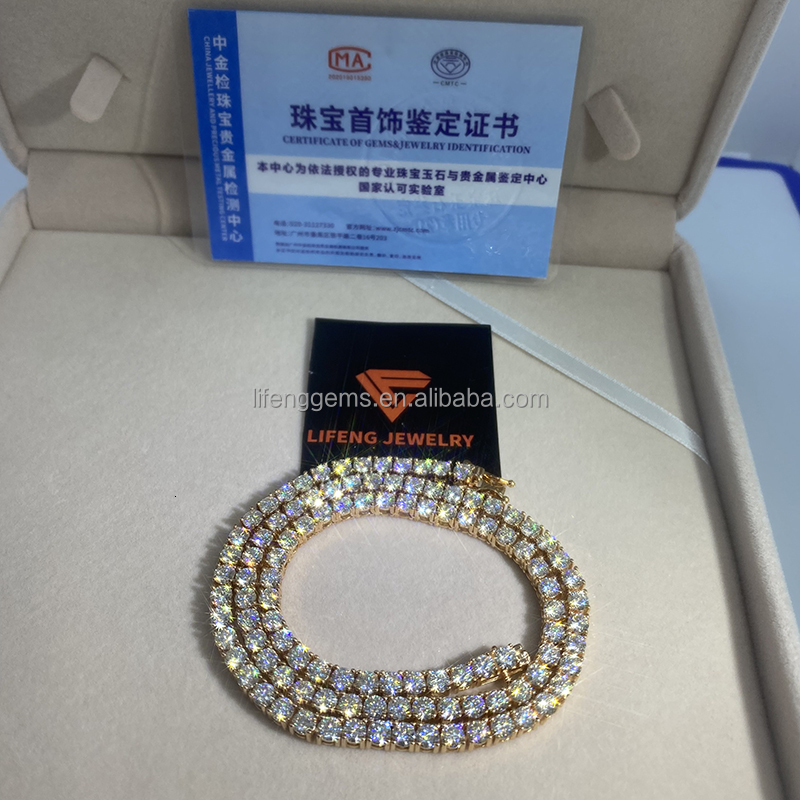Hip Hop Jewelry 5mm Necklace Gra Certificate S925 Silver d Color Vvs Moissainte Diamond Tennis Chain