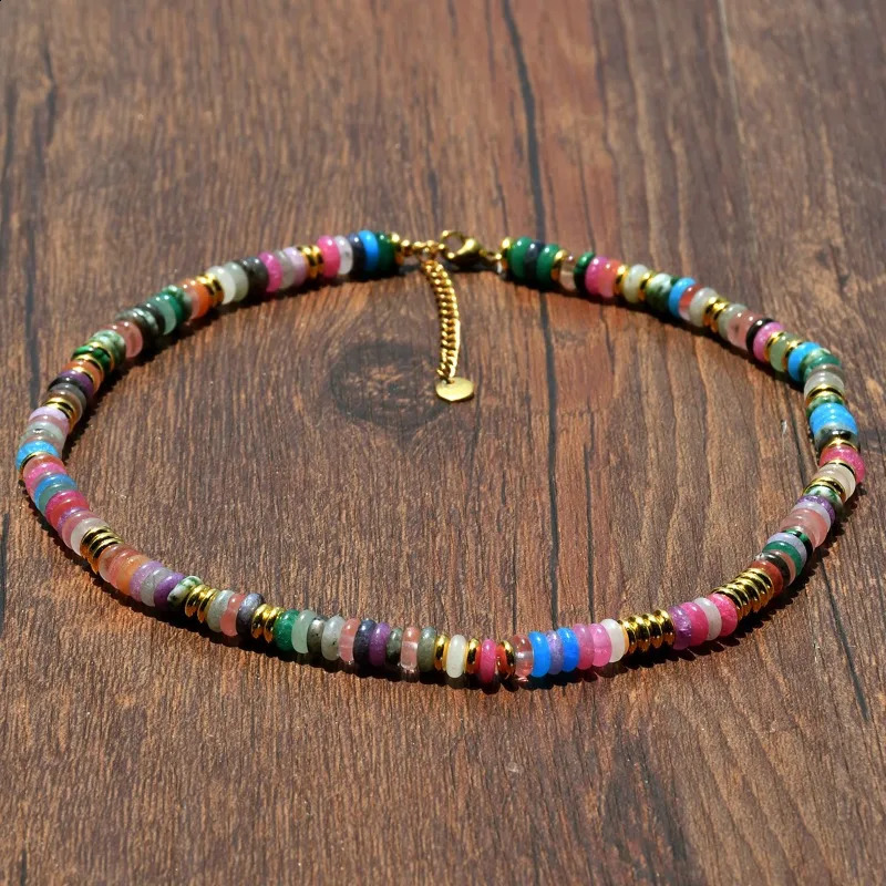 Bohemian bead necklace gemstone natural stone freshwater pearl surfer summer beach handmade jewelry accessories 241019