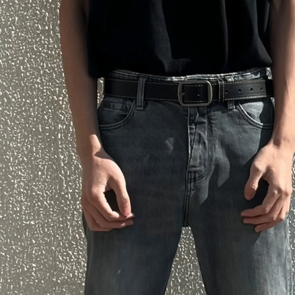 Leather Belt For Men Pin Buckle Jeans Black Chic Ladies Vintage Strap Waistband 241019