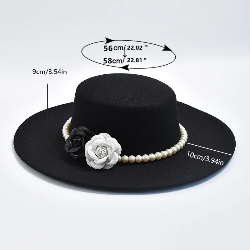 French Fedora womens hat 10CM wide brown flat top felt hat winter autumn derby wedding jazz hat 241019