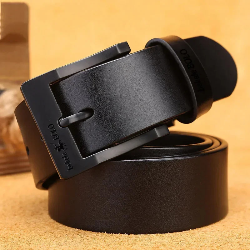 2024 Jeans Belts for Men Real Genuine Leather Mens Fashion Metal Alloy Pin Buckle Business Belt 241019