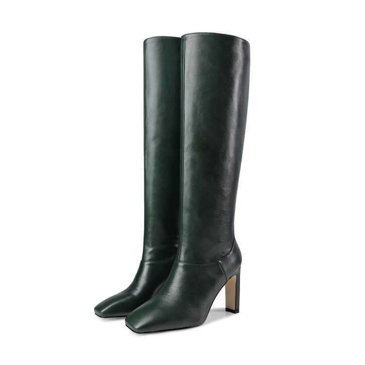 Fashion Women Boots Leather Autumn Winter Style Square Head Martin boots Thin High Heel High Tube Boots WoMens Boots And Boots 241008