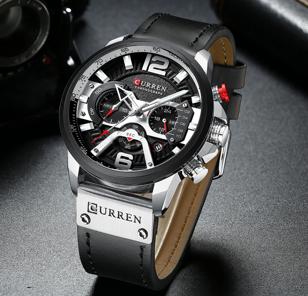 Curren Mens Leisure Sports Watch Top Military Leather Watch Mens Watch Fashion Timing Watch 241019