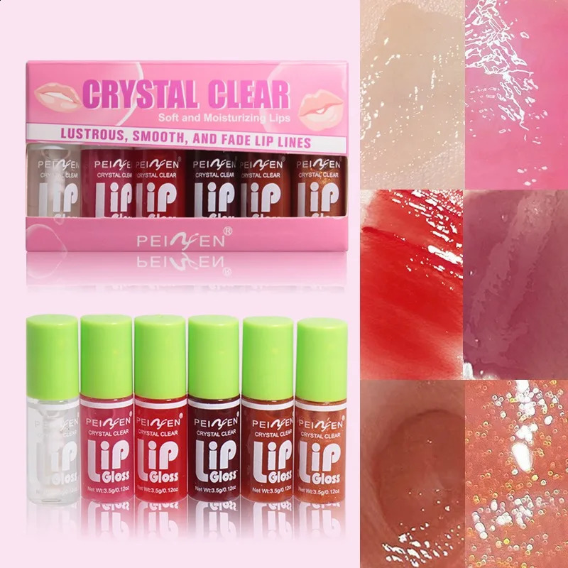 6PCS Moisturizing Lip Gloss Transparent Lip Oil Hydrating Lip Glaze Lip Plumper Hydrating Make Up Liquid Lipstick Set Cosmetics 241010