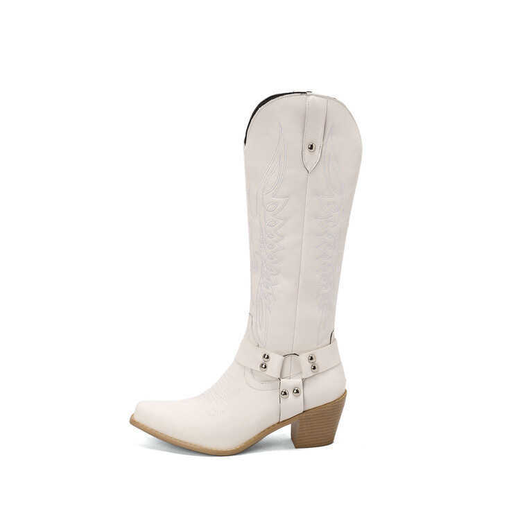 Fashion Boots Autumn Winter Embroidered Thread Martin Boots Thick Heel Western Cowboy Boots Ankle Boots 241008