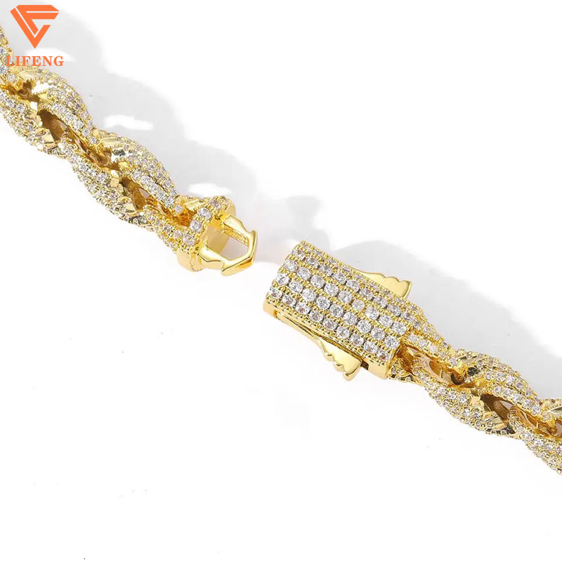 Fashion Jewelry 8mm Gold Plated 925 Sliver Moissanite Cuban Link Chain Rope Chain Necklace for Women Men