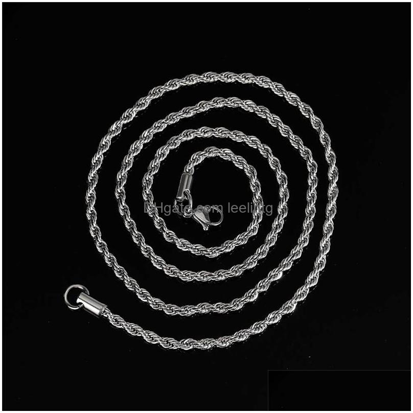 Stainless Steel Rope Chain Necklace 25Mm Never Fade Waterproof Choker Men Women Twist Hip Hop 316L Silver Gifts 1824 Inches Drop Deli Otj1A