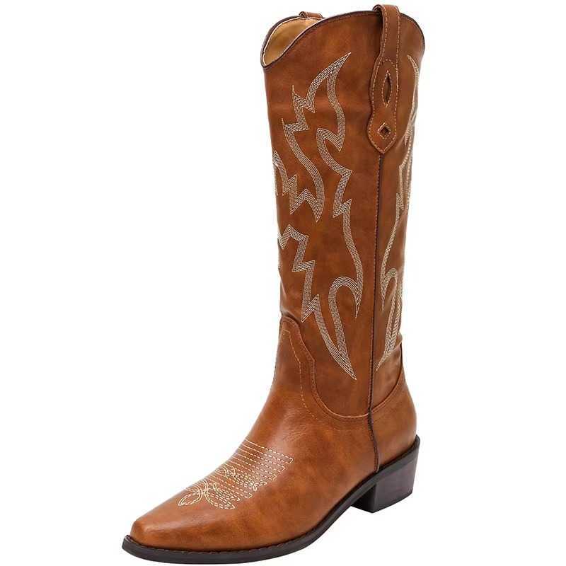 Fashion Boots Workwear Western Cowboy Boots WoMens Summer New Knight Boots Thick Leg Long Tube Martin Boots 241008
