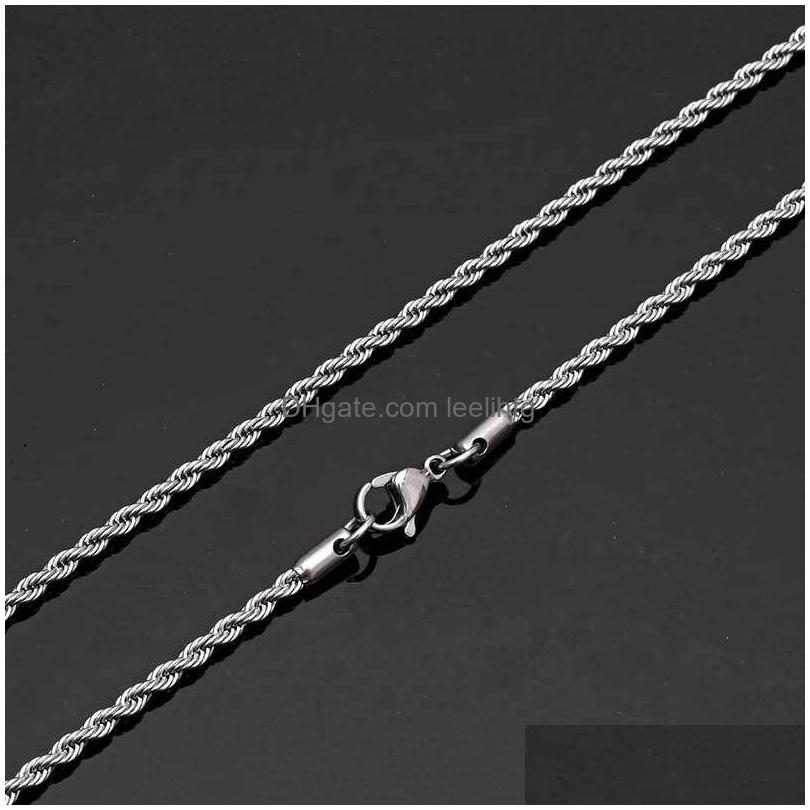 Stainless Steel Rope Chain Necklace 25Mm Never Fade Waterproof Choker Men Women Twist Hip Hop 316L Silver Gifts 1824 Inches Drop Deli Otj1A