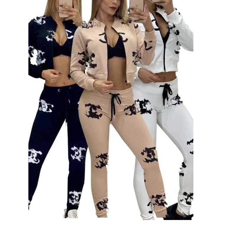 Womens Tracksuit 2023 Autumn/Winter New Sports Print Fashion Casual Long Sleeve Pants Design Womens Two Piece Set